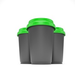 Three paper coffee cups