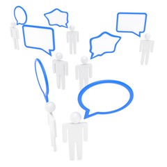 people with talk bubbles isolated over a white background