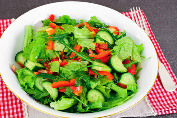 Lettuce with Arugula  Cucumber  sweet pepper  red onion and bals