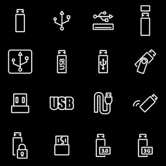 Vector line usb icon set
