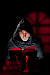 Monk read a book