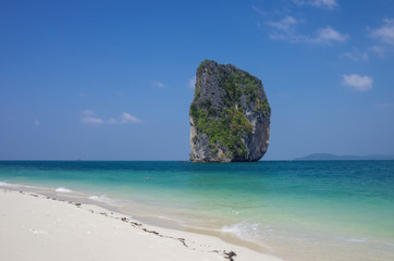 Fototapeta na wymiar Landmark cliff at Poda island, Krabi Province, Andaman Sea, South of Thailand
