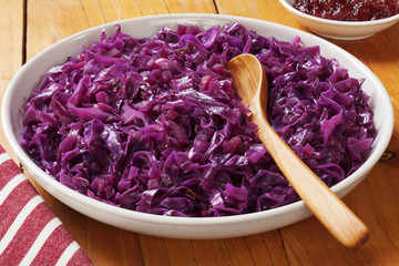 Obraz na płótnie Canvas Spiced red cabbage with apple. Delicious with Christmas meats.