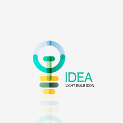 Logo, vector light bulb abstract linear geometric business icon. Idea concept