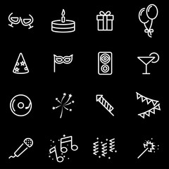 Vector line birthday icon set
