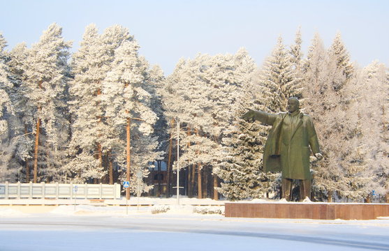 Winter landscape Siberian town. Seversk. Russia.