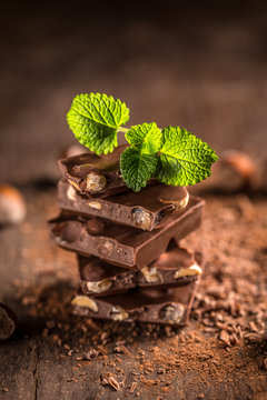Dark chocolate stack