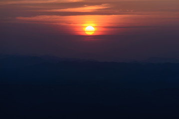 Beautiful mountains landscape at sunset.