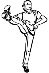 vector sketch of dancing girl high leg lifts