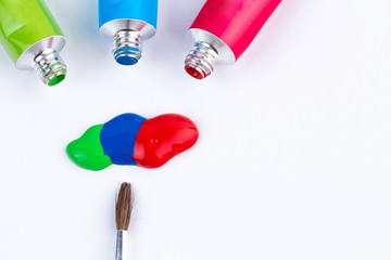 Water based paints with paintbrush