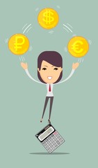 Female accountant manages money