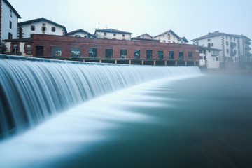 Overview of the Baztan river dam, Elizondo, Navarra, Spain