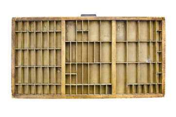 Wooden vintage partitioned drawer shelf