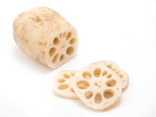 輪切りにした蓮根