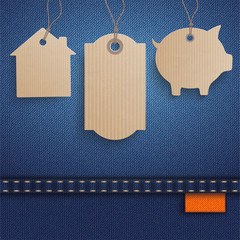 Jeans Carton Home Piggy Bank Price Stickers Orange