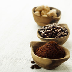 Wooden Bowls with coffee