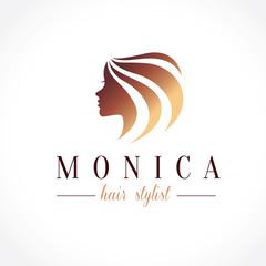 Beauty woman hair salon logo template