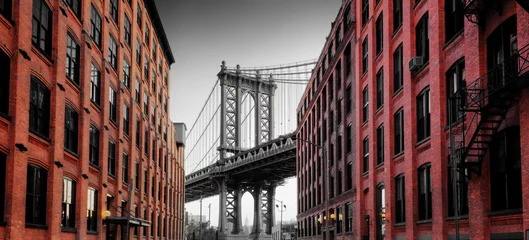 Foto op Plexiglas Manhattan Bridge vanaf Washington Street, Brooklyn © XtravaganT