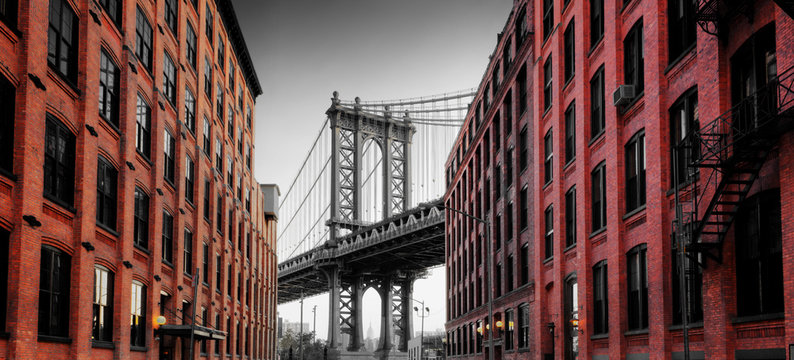 Fototapeta Manhattan Bridge z Washington Street, Brooklyn