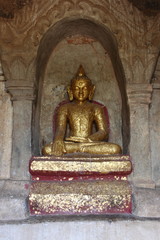 The old golden Buddha statue in pagoda temple in Bagan,Myanmar