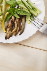 tasty and healthy salad on white plate