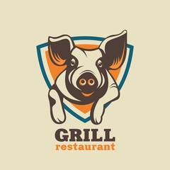 Vintage vector logo for a barbecue restaurant.