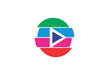 Naklejka premium Media play concept logo