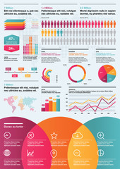 Modern infographics with dotted map of the world and flat icons