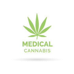 Medical Cannabis icon design with Marijuana hemp leaf symbol. Vector illustration.