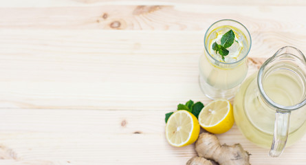 Lemonade with lemon and ginger