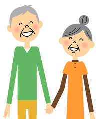 手をつなぐ老夫婦