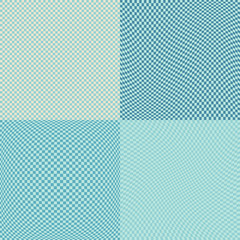 Chess board squares distortion vector seamless pattern set. 4 in