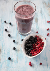 Berry smoothie with almond milk, cranberries,aronia and black cu