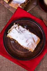 Apple strudel or apple pie  with dates and cinnamon