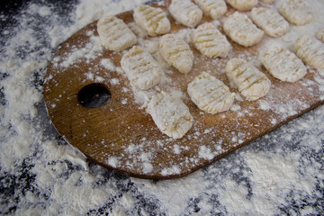 Uncooked homemade potato gnocchi