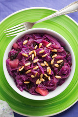 Red cabbage stewed in a bowl