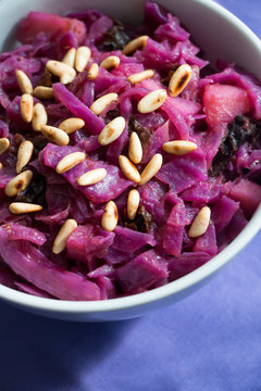 Red cabbage stewed in a bowl