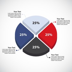 Colorful Business Pie Chart - Circle diagram with different percentage - Vector infographic template for Reports and Presentations