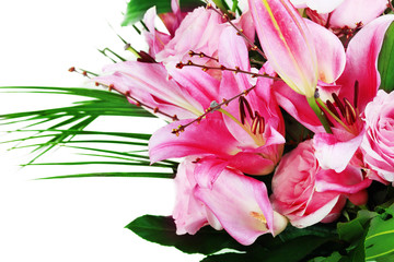 pink lillyes and roses