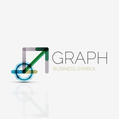 Abstract logo idea, linear chart or graph  business icon. Creative vector logotype design template