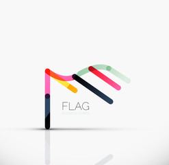 Logo flag, abstract linear geometric business icon