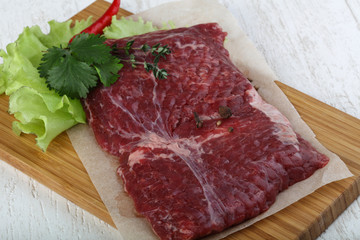 Raw machete steak