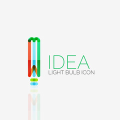 Logo, vector light bulb abstract linear geometric business icon. Idea concept