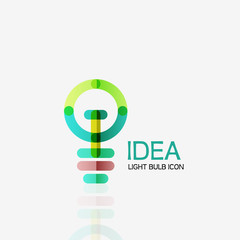 Logo, vector light bulb abstract linear geometric business icon. Idea concept