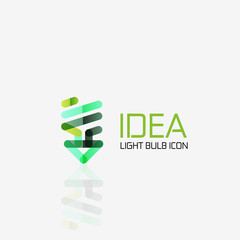 Logo, vector light bulb abstract linear geometric business icon. Idea concept