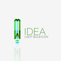 Logo, vector light bulb abstract linear geometric business icon. Idea concept