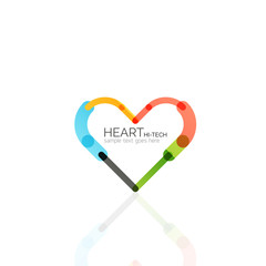 Logo love heart, abstract linear geometric business icon