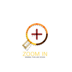 Vector thin line design logo magnifying glass, search and find or zoom logotype concept. Linear minimalistic business icon