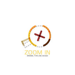 Obraz premium Vector thin line design logo magnifying glass, search and find or zoom logotype concept. Linear minimalistic business icon