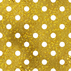 White and gold  pattern. Abstract polka dot background. 